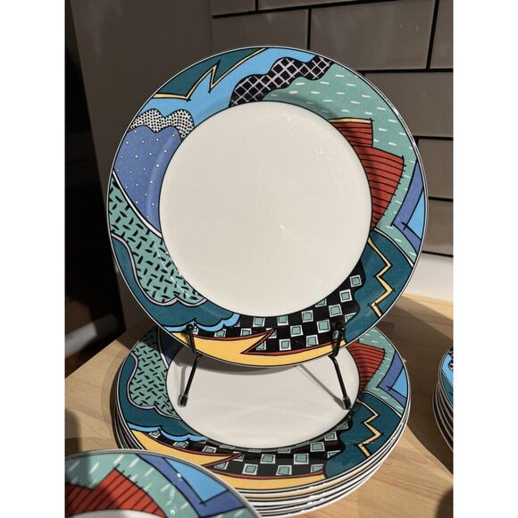 Christopher Stuart HK 100 Rave Service For 6 Post Modern Design Vintage EUC - Picture 2 of 11